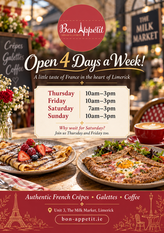 Bon Appétit Catering in Limerick: Bonjour Limerick! Enjoy a Taste of France Four Days a Week at Bon Appétit!